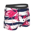 thumbnail image 3 of Fotbe Dark Blue Stripes and Pink Flamingos Men’s Total Support Pouch Boxer Briefs, X-Temp Cooling, Moisture-Wicking Underwear, Regular, Long-leg and Trunk-X-Large, 3 of 9