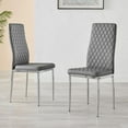 thumbnail image 2 of 6x Milan Grey Chrome Hatched Faux Leather Dining Chairs, 2 of 6