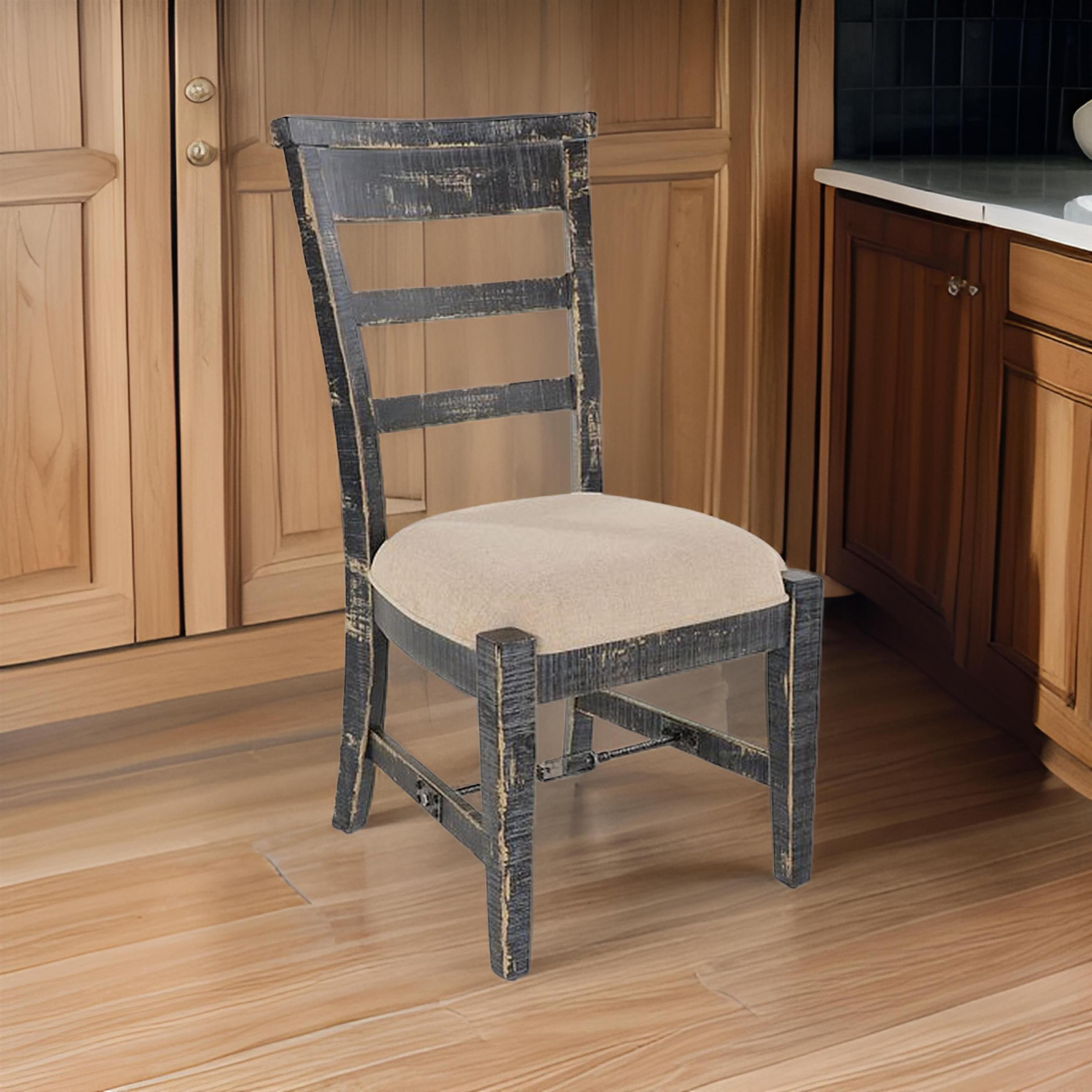 Rena Side Dining Chair Set of 2- Metal Turnbuckle- Black Mahogany Wood