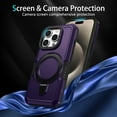 thumbnail image 5 of TECH CIRCLE Case for iPhone 15 2023, Premium Plastic/TPU Hard Case with Sturdy View Kickstand Military Drop Shockproof Protective Rugged Slim Back Cover Shell for iPhone 15 6.1 inch,Darkpurple, 5 of 9