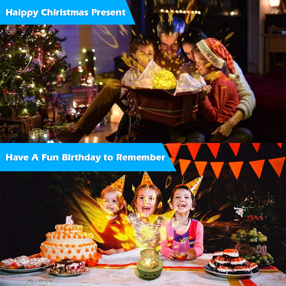 LNKOO Night Light Projector for Kids, Remote Control Star Projector with Timer and Music, 360 Degree Rotation Galaxy Projector, Decorating Bedroom Party, Best Gift for Baby Children,6 Sets of Film