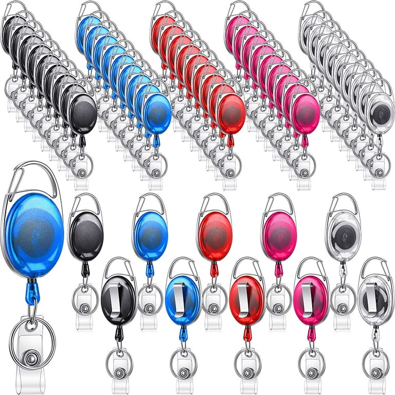 45 Pcs Clear Retractable Badge Reels Holder for Nurse Retractable Badge Reel  with Carabiner Id Name Retractable Lanyards with Loop Belt Clip Key Ring  Badge Holders for School Office (5 Colors) 