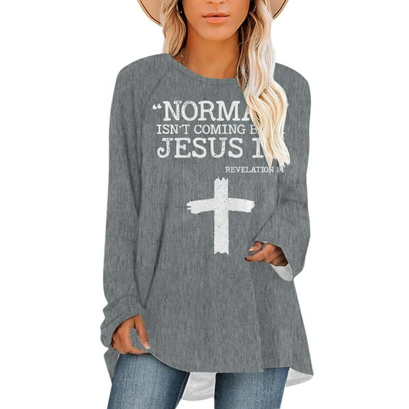 CLOOCL Letter Shirts for Women Tee Normal Isn't Coming Back Jesus Is Revelation Tops Plus Size