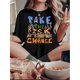 thumbnail image 1 of Camiseta para mujer Suave Transpirable veranoChic Letter Print Women's T-Shirt - Casual Crew Neck, Short Sleeve, Stretchy Polyester Blend, Machine Washable - Perfect for Summer & Casual AttireFather, 1 of 8