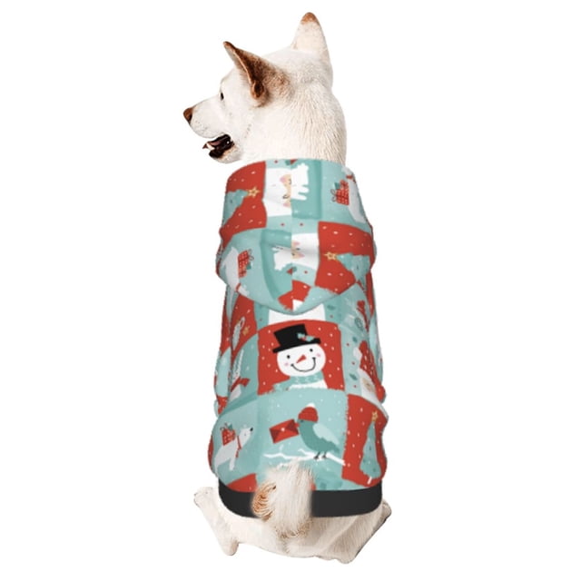 Fotbe Warm Christmas Memories Sudadera con Estampado para Perros Pequeños – Suéter con Capucha para Mascotas, Tela Suave de Forro Polar con Bolsillo-XX-Large