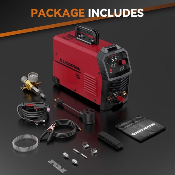 ARCCAPTAIN 55A Plasma Cutter, Non-Touch Pilot ARC, 120/240V Dual Voltage, IGBT Inverter, 1/2" Clean Cut, Large LED Display, Post Flow, 2T/4T, 1/4"-18 NPT, Ideal for DIY Beginners