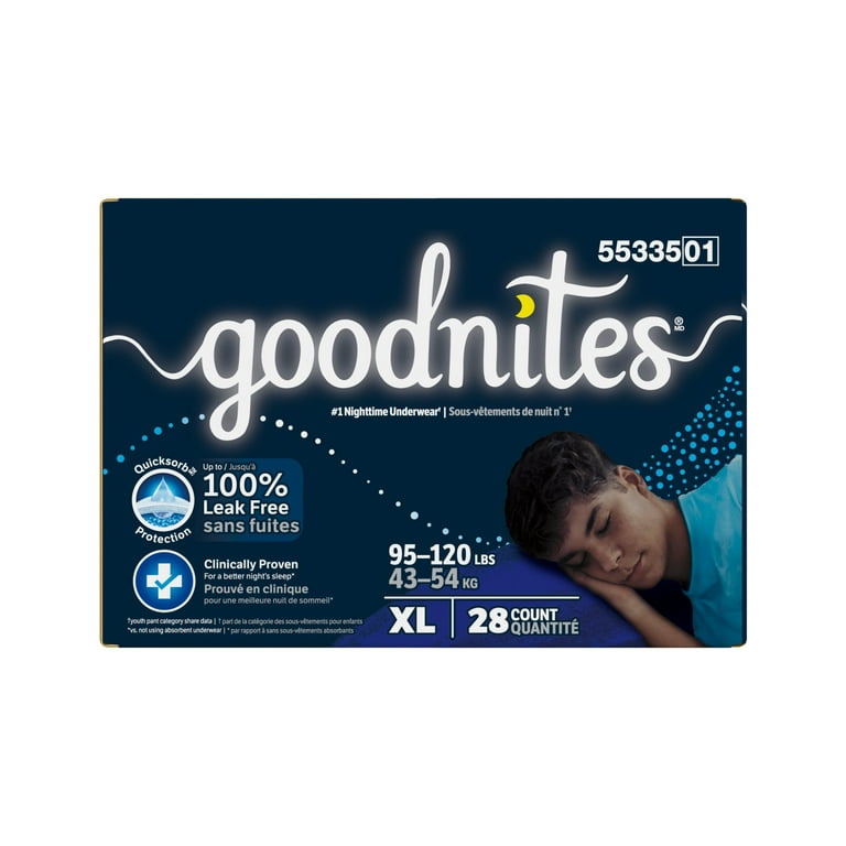 Goodnites Bedwetting Underwear for Boys, XL (95-120 lbs), 28