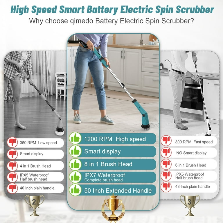 50inch Electric Cordless Spin Scrubber Turbo Scrub Cleaning Brush