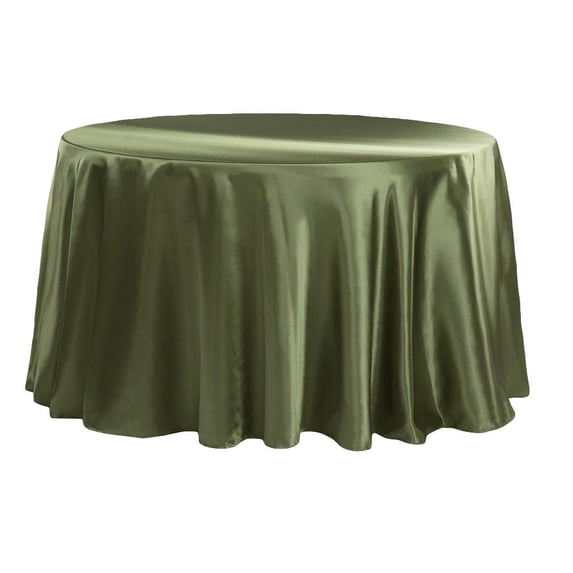 1 Pc, Satin 132" Round Tablecloth - Willow Green(Machine Washable & Cool Dry) For Wedding Or Event Decor