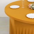 thumbnail image 4 of Efavormart Gold Wavy Spandex Fitted Round 1-Piece Tablecloth Table Skirt, Stretchy Table Cover with Ruffles - 6ft, 4 of 6