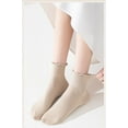 thumbnail image 5 of Ruffle Socks Cute Cotton Summer Breathable 5 Pairs Crew Socks Solid Color for Women Gift, 5 of 9