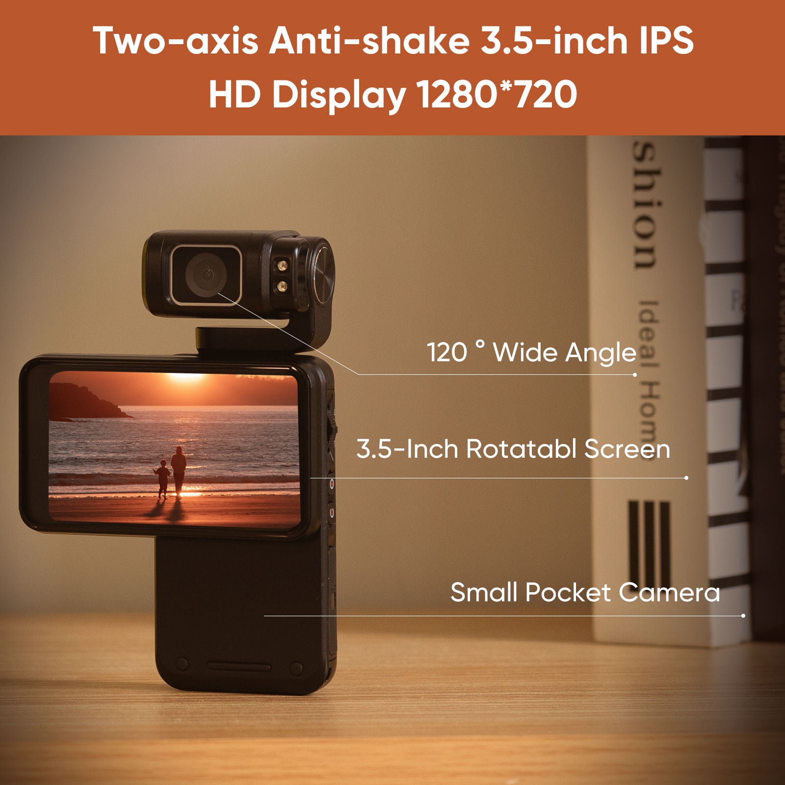 ORDRO M3 5K Video Camera Camcorder WiFi IR Night Vision Pocket Vlogging Camera 3.5'' Flippable Screen