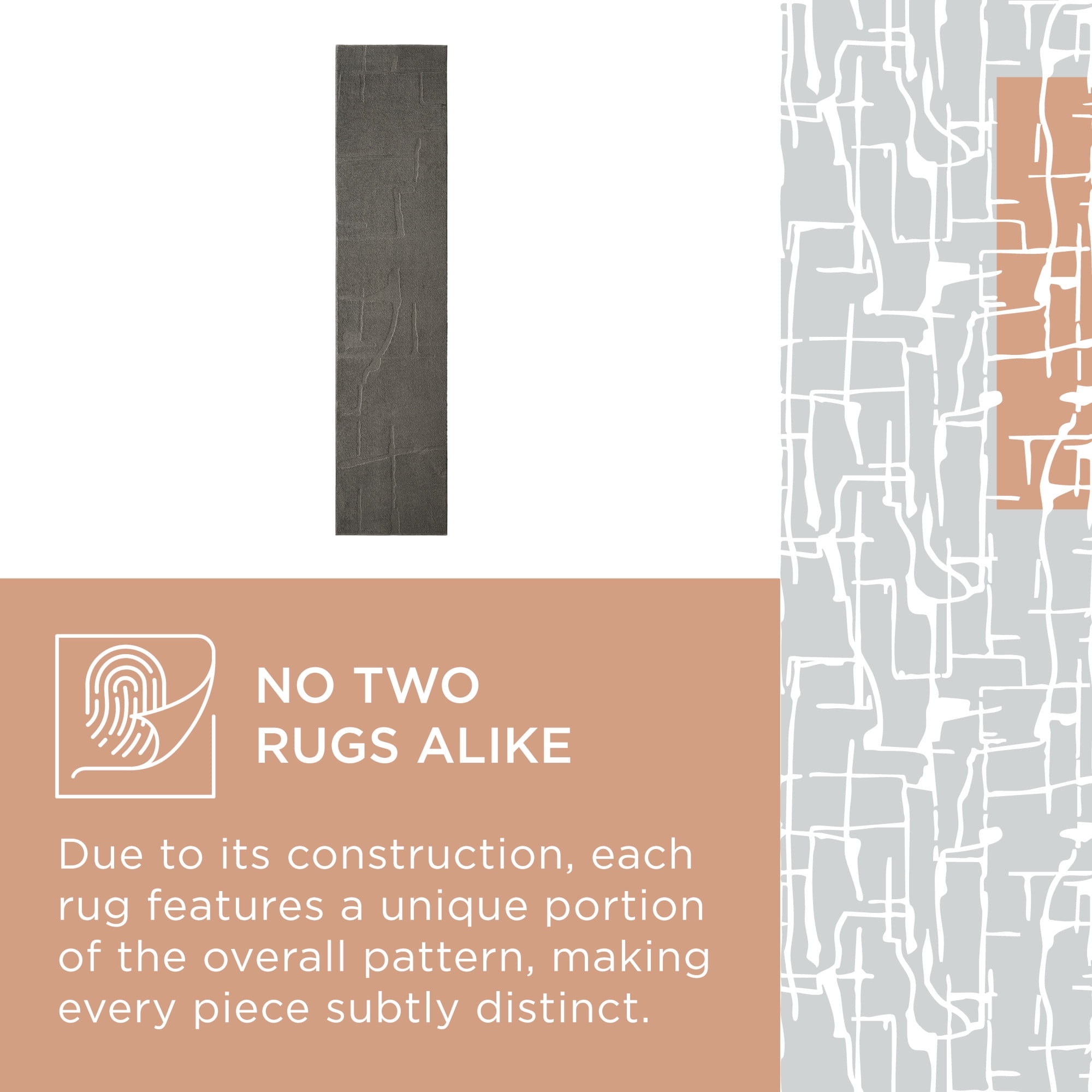 TOWN & COUNTRY EVERYDAY Rae Abstract Organic Soft Felt Everwash®, Machine Washable Area Rug with Non-Slip Backing, Abstract Rug, Charcoal Grey, 1'7"x7'2"