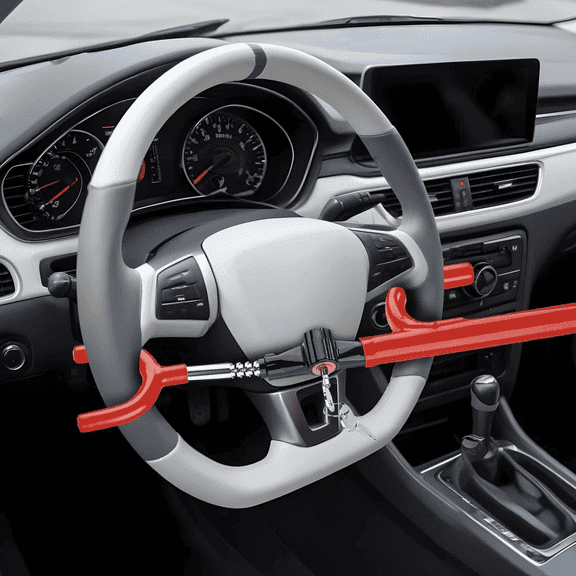 Seal Skin Steering Wheel Lock Anti Theft for Car Truck SUV Van with 3 Keys