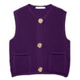 thumbnail image 5 of RMGVDSD Women's Tops Spring Fall Fashion Crochet Vest Hollow Out Sweater Vest Sleeveless Cardigans Solid Color Ladies Casual Knit Sweater /Purple, 5 of 5