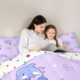 thumbnail image 4 of Manfei Cartoon Purple Dolphin Starfish Seashell Queen Comforter Set for Kids Boys and Girls, Marine Life Print Bedding Comforter Set, Polka Dots Reversible 3-Piece, 1 Comforter and 2 Pillowcases, 4 of 6