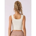 thumbnail image 2 of DARING DIVA Women's Square Neck Ribbed Slim Fit Tank Top w Built-In Bra S White, 2 of 6