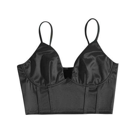 

Qcmgmg Women s Comfort Bralette Cami Support Wireless Bra S