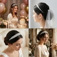 thumbnail image 3 of Miallo Elegant Pearl Rhinestone Headband for Women - Silver Bridal Tiara Hair Accessories for Wedding, Bridesmaids & Prom Parties, 3 of 8
