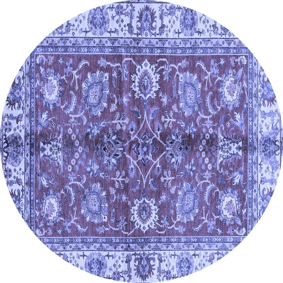 Ahgly Company Indoor Round Abstract Blue Modern Area Rugs, 8' Round