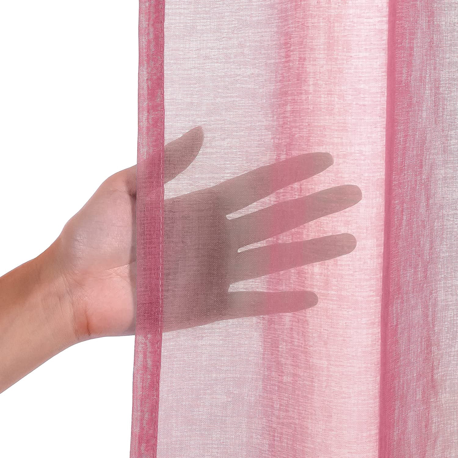 Quality Home Set of 2 Linen-Textured Semi-Sheer Curtain Panels – Rod Pocket Faux Linen Window Treatment for Living Room, Dining Room, Bedroom (Mauve, 52" W x 84 " L)