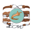 thumbnail image 1 of Movimientos de señales de gestos Pulsera de cuero Negro trenzado pulsera de cuerda de amor Unbranded M, 1 of 3