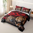 thumbnail image 3 of Erosebridal Lion Leopard Twin Quilt Set,Red Rose Bloom Twin Coverlet Set For Boys,2 Pieces, 3 of 7