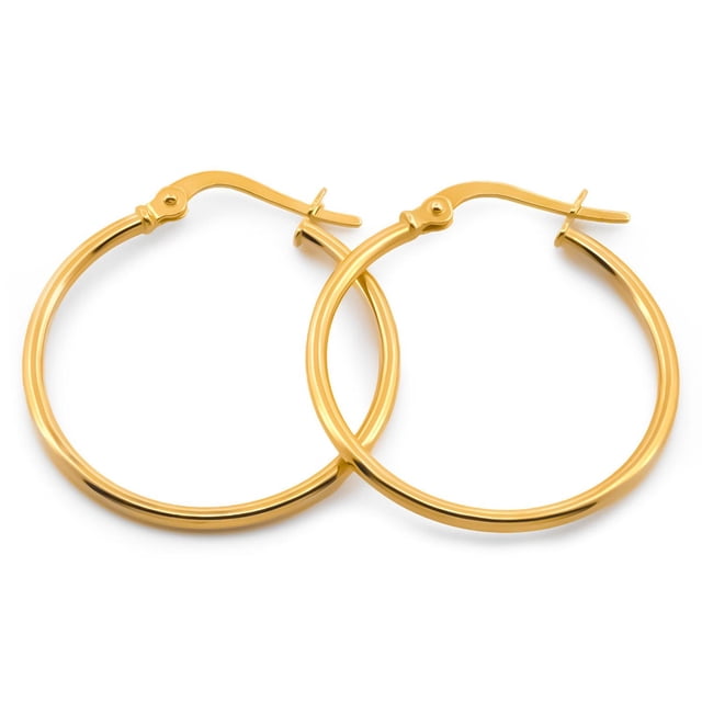 Arracadas Lisas Casa del Anillo 2.4 Cm Oro Italiano Sólido 10k AMARILLO
