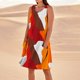 thumbnail image 2 of Vestido de Lino de Algodón de Color Sólido Vestido de Ajuste Suelto sin Mangas con Bolsillos, Ropa de Verano de Lino de Algodón para la Playa Y el Hogar, 2 of 5