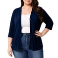 thumbnail image 5 of Stamzod Oversized Cardigans for Women 3/4 Length Sleeve Lightweight Summer Cardigan Open Front Button Up Cover Up Tops Navy B XXXXL, 5 of 6