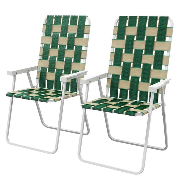 Topcobe All-Weather Outdoor Seating Set, Compact Collapsible Garden Chairs, Sturdy Patio Lounge Chairs with Arm Support, Green Collection, Set of 2