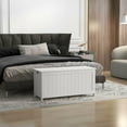 thumbnail image 2 of Resenkos 39.4" Wooden Storage Trunk/Bench - 2 Safety Hinges, Side Handles, for Playroom, White, 2 of 8