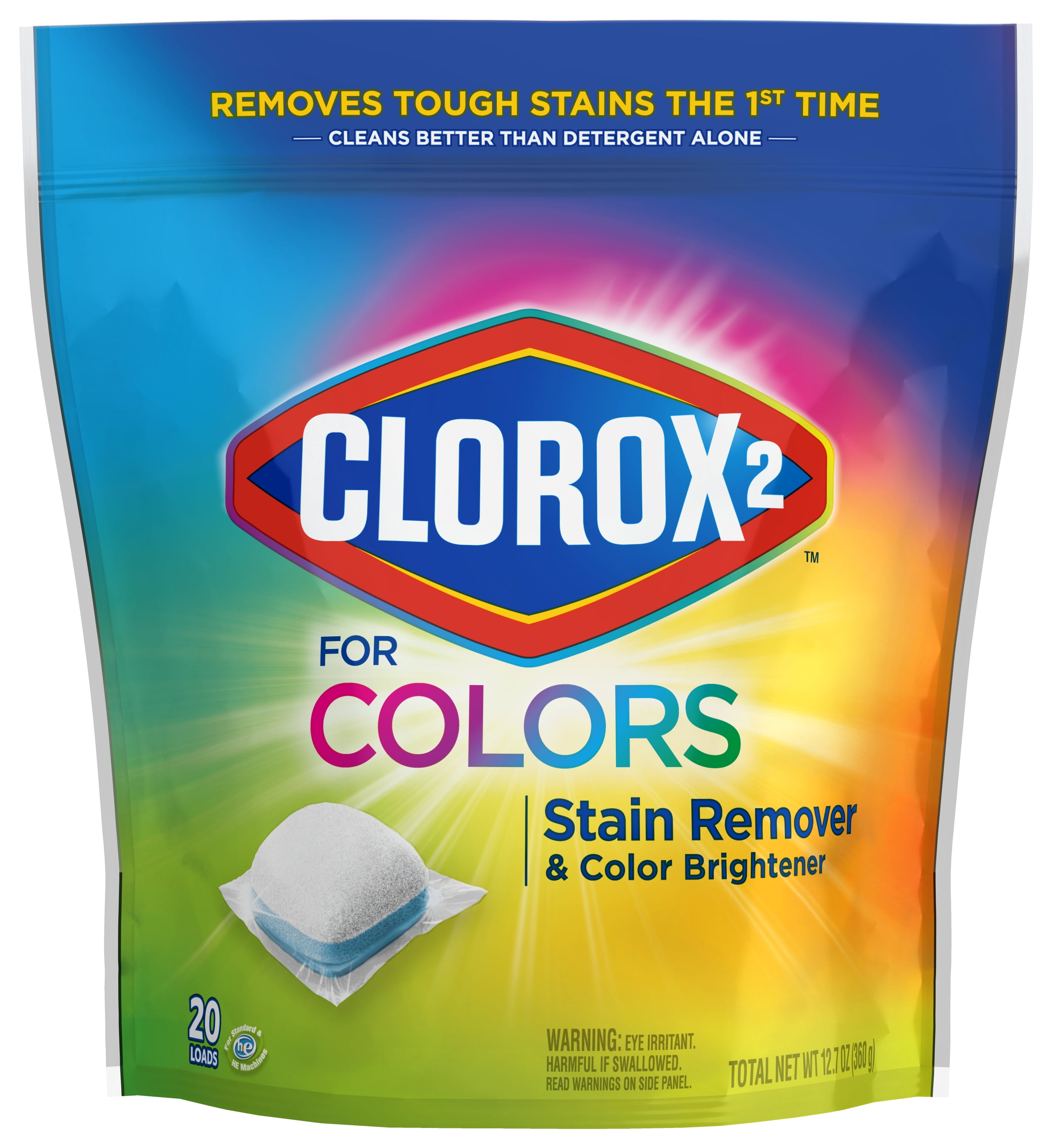 Clorox 2 for Colors Stain Remover and Color Brightener Packs, 20 Count