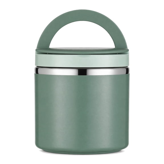 Stainless Steel Insulated Soup Thermos 630ml, Portable with Carry Handle & Airtight Lid, Green, for Outdoor Picnic, 1 Pack