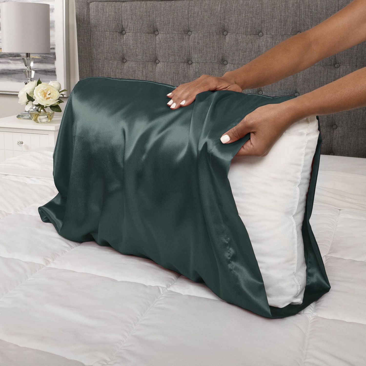 Taie d'oreiller en satin (Ensemble de 2)