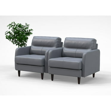 2 Person Lobby Waiting Reception Lounge Chairs Set Genuine 100% Leather Color Graphite Gray Corporate Offices Commercial Retail Spaces Model 9077 2pc