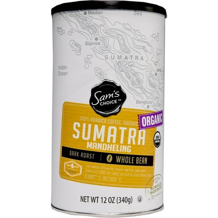 Sam's Choice Organic Sumatra Mandheling Whole Bean Coffee, Dark Roast, 12