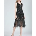 thumbnail image 3 of Roaring 20s The Great Gatsby Prom Themes Flapper Reproduction Dress Black, 3 of 7