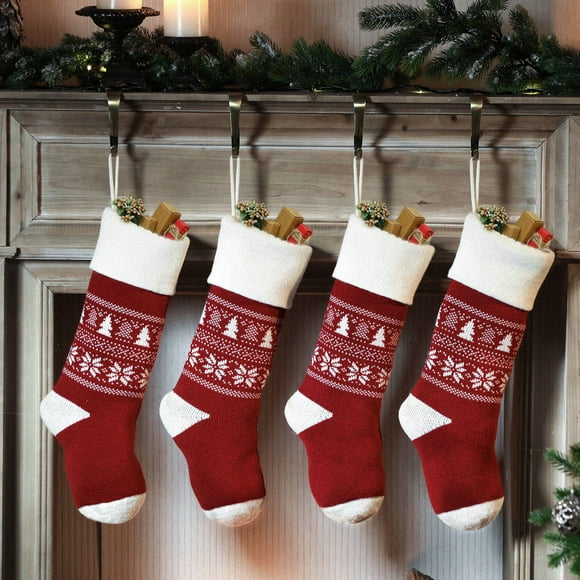Pavied Crew Socks Running SocksSock Filler Decoration Sack Pack Gift 4 Stockings Knitting 18 Personalized Christmas Stockings Inches Socks Cotton Socks Red One Size