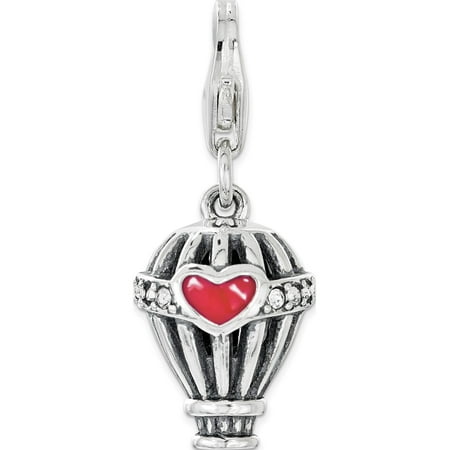 Leslies Fine Jewelry Designer 925 Sterling Silver Swarovski Enameled Hot Air Balloon w/Lobster Clasp Pendant Gift