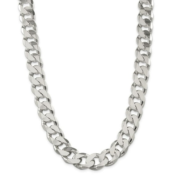 Auriga Fine Jewelry 925 Sterling Silver 16.25 mm Curb Chain Necklace for Mens 20"