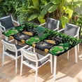 thumbnail image 2 of St. Patrick's Day Table Cloths for 5 Foot Rectangle Tables, Spring Lucky Shamrocks Green Gnomes Black Patio Waterproof Elastic Fitted Tablecloths, Washable Rectangular Table Cover for Camping, 2 of 8