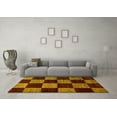 thumbnail image 3 of Ahgly Company Indoor Round Checkered Yellow Modern Area Rugs, 3' Round, 3 of 4