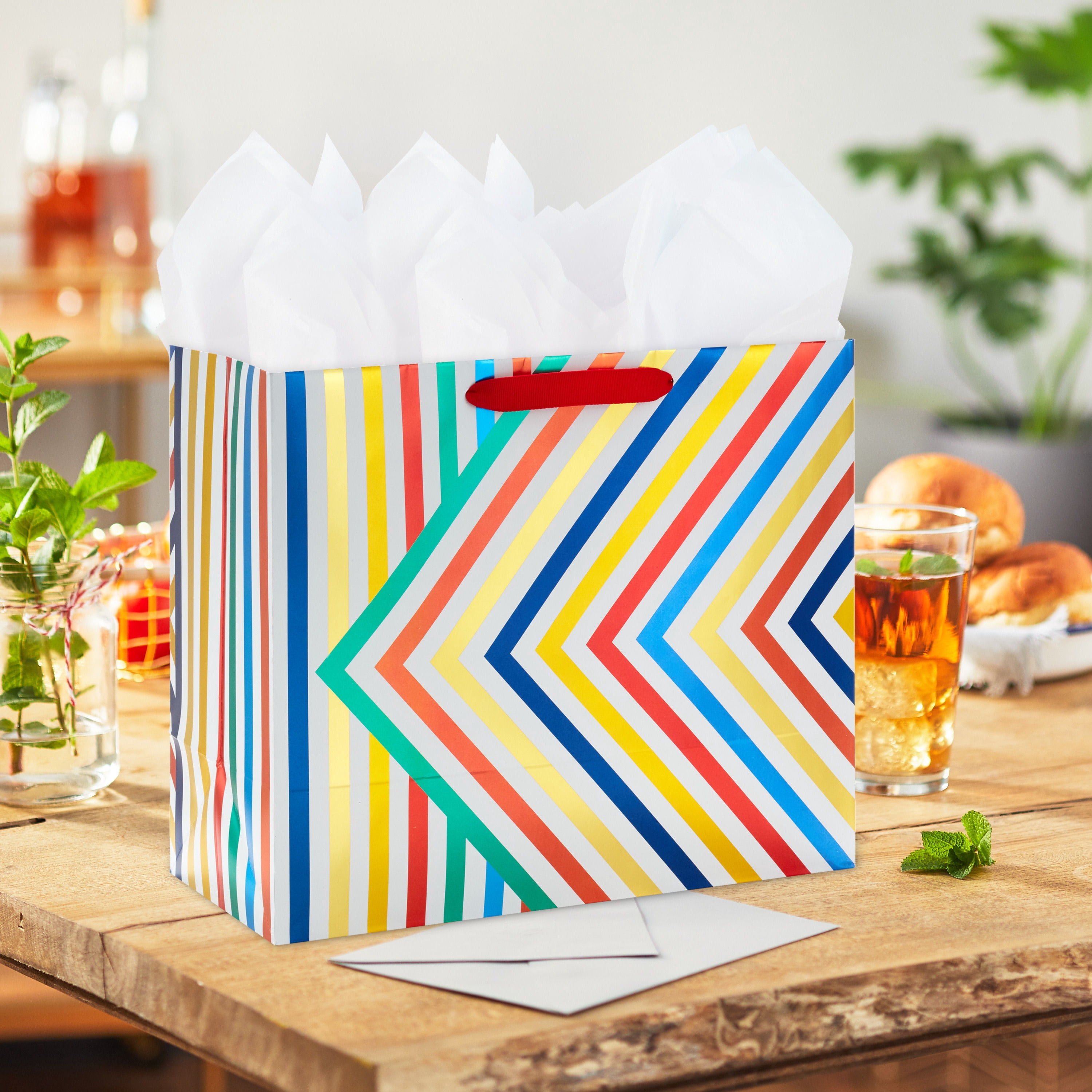 Hallmark Large Horizontal Gift Bag (Multicolor Lines)