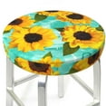 thumbnail image 3 of Kll Yellow Sunflowers With Green Leaves Round Bar Chair Cushion Cover 14 Inch,Bar Stool Protector With Elastic, Soft Washable, 3 of 7