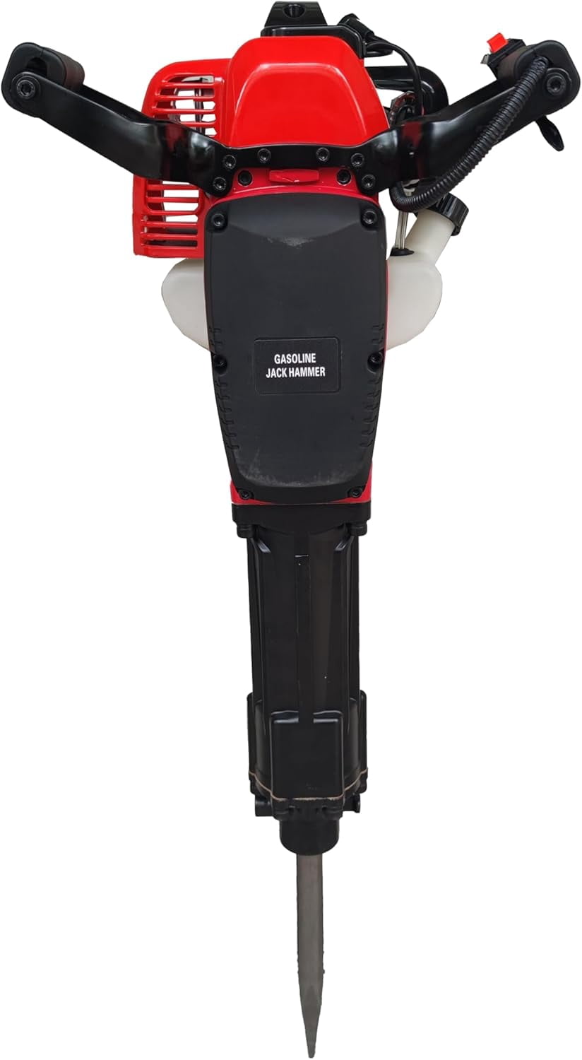 52cc Gas Jack Hammer, 2 Stroke Gasoline Powered Demolition Jack Hammer Petrol Concrete Breaker Punch Impact Drill with Point and Flat Chisel for Construction Metalworking Projects