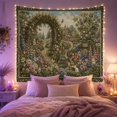 thumbnail image 2 of Pink Flowered Stone Arch in a Cottage Garden, Peaceful Vintage for Cottagecore Fans, Garden Wall Art, Housewarming Gift, Tapestry Wall Hanging for Bedroom and Living Room, 2 of 7