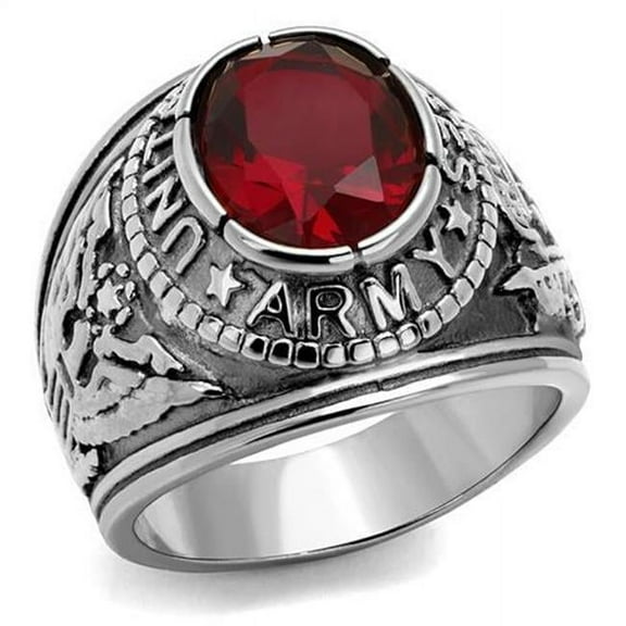 Alamode TK414706-9 Men High-Polished Stainless Steel Ring with Synthetic in Siam - Size 9