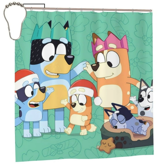 Masiiu Bluey Print Shower Curtain 72x72in Waterproof for Bathroom Decor Bathtub, Heavy Duty with 12 Hooks