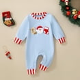thumbnail image 2 of Gelikeya Christmas Baby Clothes Toddler Boys Girls Rompers Long Sleeve Formal Outfits Cute Santa Design Jumpsuit Bodysuits (A04 Light Blue, 0-3 Months), 2 of 7